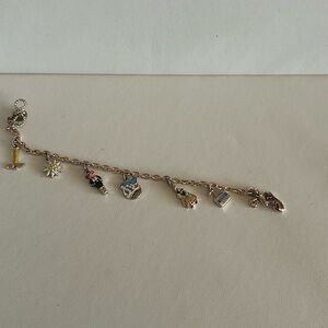 Vintage Cute School Girl Gold Tone Charm Bracelet